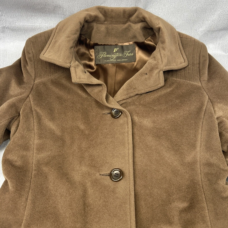 Vintage Flemington Furs Wool Cashmere Coat Brown Belted Full Length Made USA M - Image 2 of 4