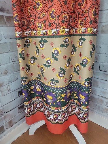 VTG 60s/70s Mod Sleeveless Floral Maxi Dress Orange Flower Power Stretch , $29 - Photo 4