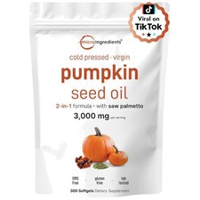 Pumpkin Seed Oil with Saw Palmetto, 3000mg Softgels for Prostate Health