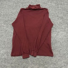 Eddie Bauer Turtleneck Mens Size M Burgundy Cotton Long Sleeve Made in USA