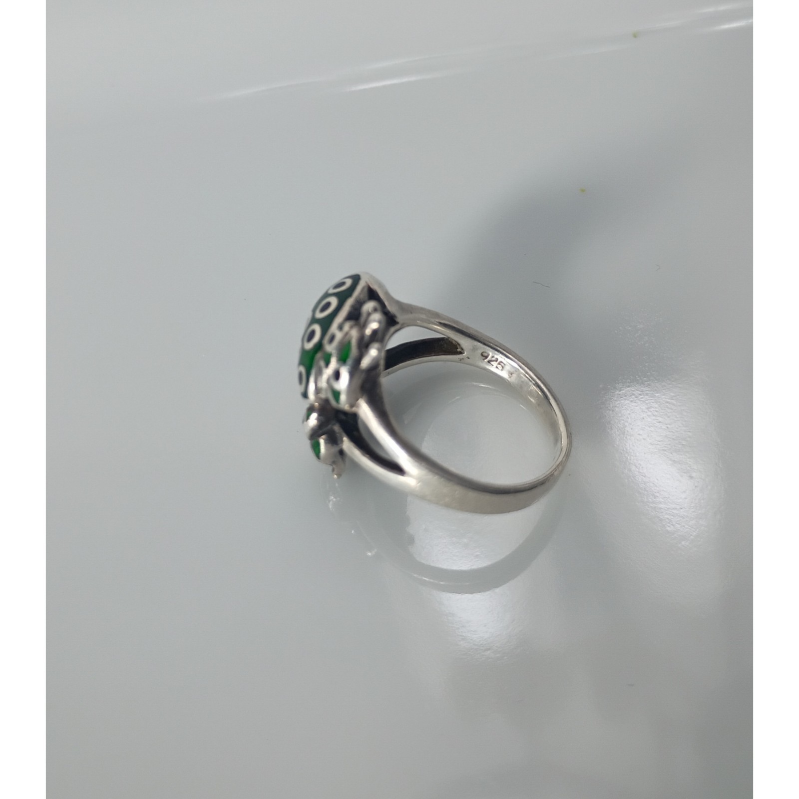 Enamel Frog 925 Statement Ring Size 5 - image 5
