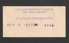VINTAGE SESSELBAHN GREICHERALP BLAUSEE SWISS SKI CHAIRLIFT TICKET
