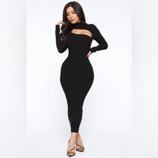 Fashion Nova Making the Cut Maxi Ribbed Sweater Dress Black Size 1X NWT