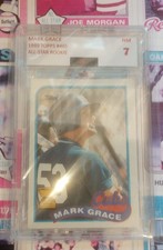 1989 Topps - Mark Grace #465 ROOKIE Graded 7 Vintage Baseball Card RC. rookie card picture
