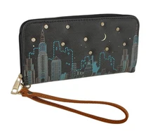 Zeckos Colorful Cityscape Scene Textured Vinyl Zip Around Wallet