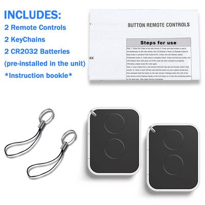 2-PACK Remotes for Nice FLOR-S/Nice ERA ONE/NICE ERA INTI Garage Door 433Mhz