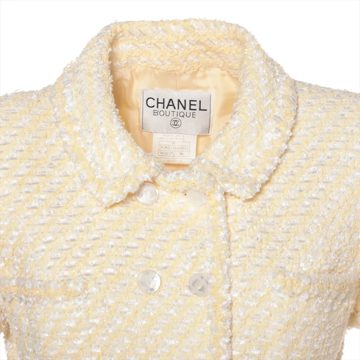 Chanel Bottone Coco 96C Cotone e Poliestere Setup 38 Donna Giallo PO6223V04528