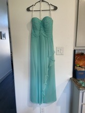 David’s Bridal Long Strapless Chiffon Dress Spa Blue Size 4