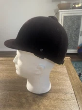 Vintage Equi-Royal Black Velvet Equestrian English Riding Helmet Size 6 3/4