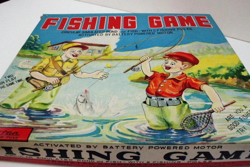 Juego de pesca Cragstan Japón vintage años 50 juguete a batería caja original 90233 Foto 3 de 4