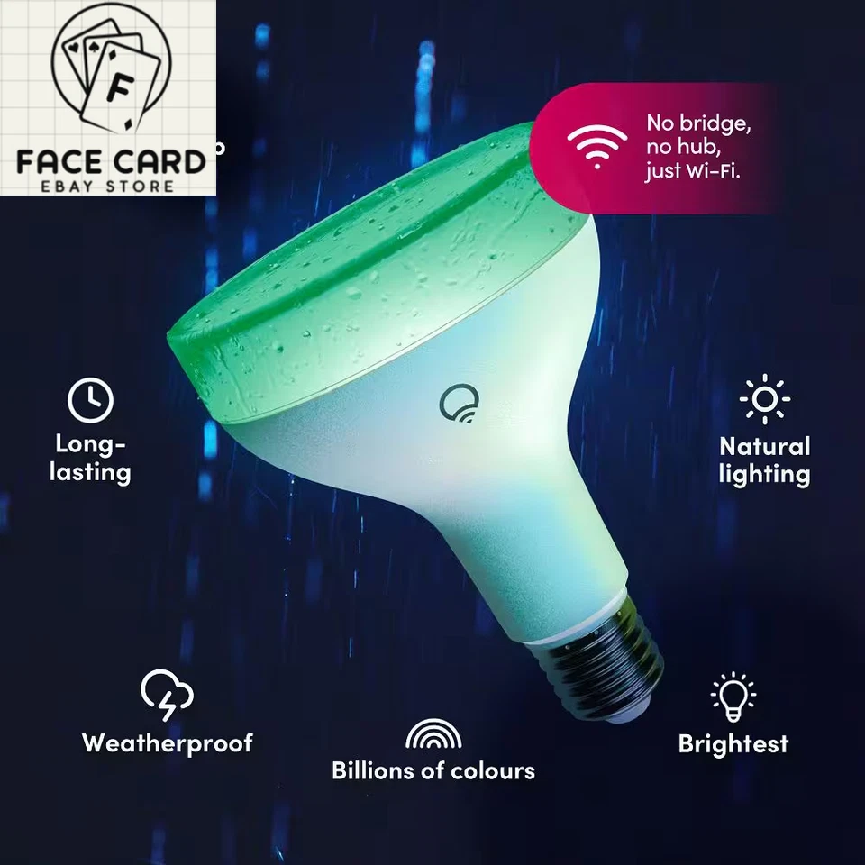 75-Watt Equivalent BR30 RGB Multi-Color Smart Wi-Fi E26 LED Light Bulb, Works W/ - Image 2 of 4
