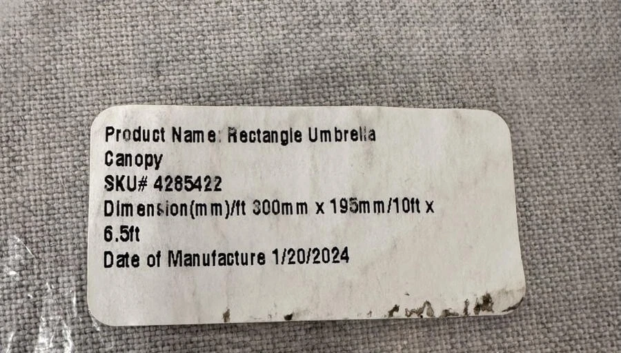 Toldo de repuesto para paraguas rectangular Pottery Barn ~ 6,5' x 10' ~ gris jaspeado Foto 3 de 3