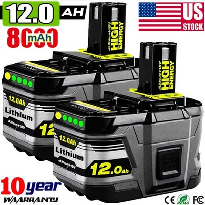 PACK 8.0Ah Lithium-ion Battery For RYOBI P108 18V One Plus High Capacity 12.0Ah