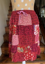 Vintage Patchwork Skirt Boho Fairy Floral Mini Whimsy Boho Y2K Rayon Small