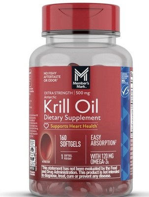 Member's Mark Extra-Strength 100% Pure Omega-3 Krill Oil 500mg Softgels 