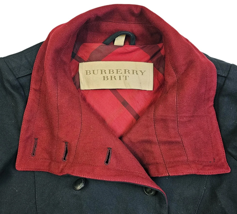 *LO ÚLTIMO Chaqueta Mujer BURBERRY BRIT SPORTS DOBLE BRESTED FORRADA LANA AZUL MARINO 10UK 6US M Foto 3 de 4