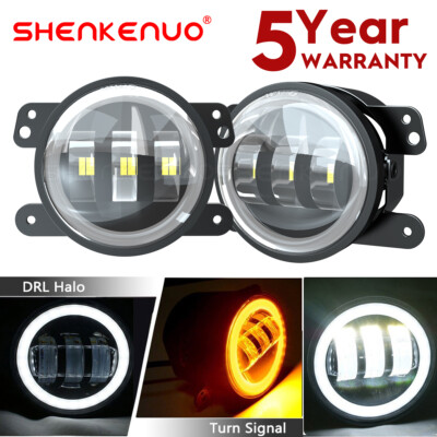 Pair For 2010-2018 Acura RDX Round LED Fog Lights Bumper Lamps with DRL