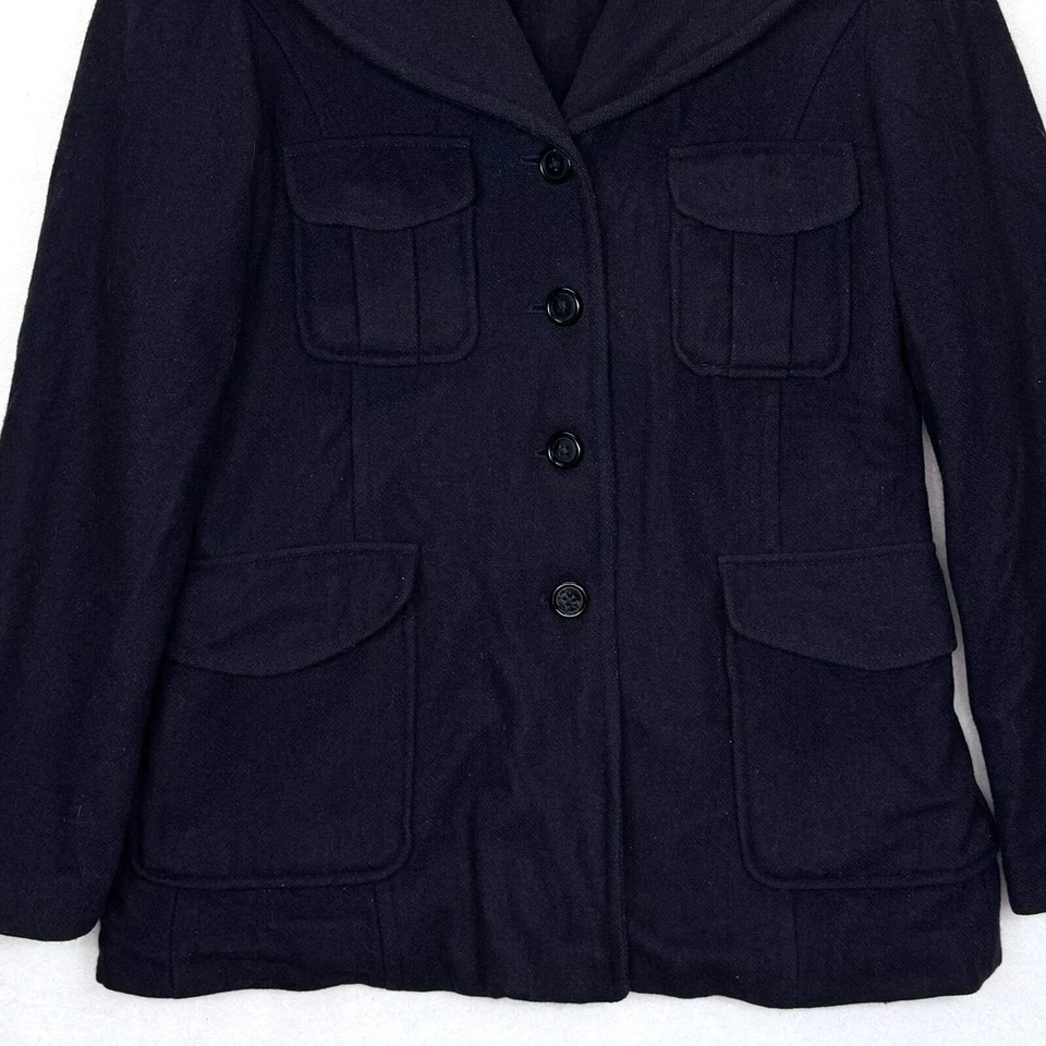 Abrigo Abercrombie & Fitch De Colección Azul Marino Mezcla de Lana Italia Guisante Talla S Cálido Años 90 Y2K Foto 3 de 4