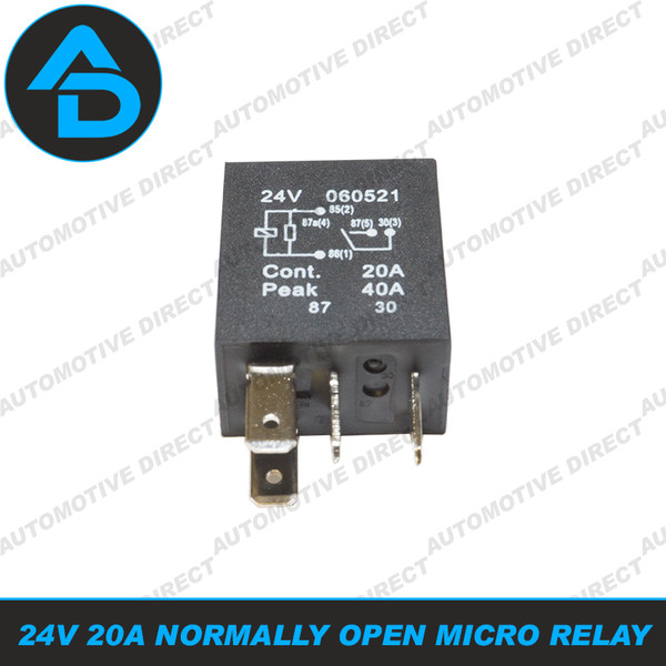 4 Pin Micro Relay 24V with Resistor Protection 40A SPST Normally Open
