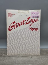 VTG Hanes Great Legs Sheer Control Top Sandalfoot Pantyhose Pearl Size EF