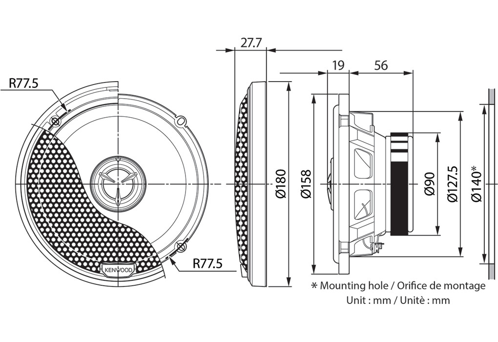 Kenwood KFC-X1741 17cm 240w 2-Way Speakers with Grills