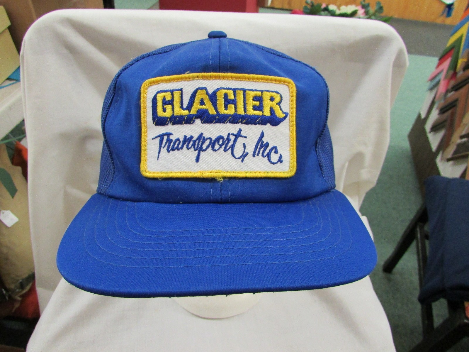trucker hat basebal0lcap Glacier transport inc snapback cool mesh LARGE Patch