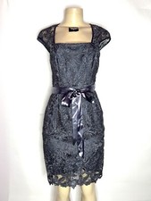 ADRIANNA PAPELL GRAY LACE OPEN BACK SHEATH SIZE 6