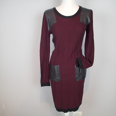 W118 Walter Baker S Knit Dress faux Leather Pockets Long Sleeve Sheath Dress w6 | eBay W118 Walter Baker S Knit Dress faux Leather Pockets Long Sleeve Sheath Dress w6 | eBay