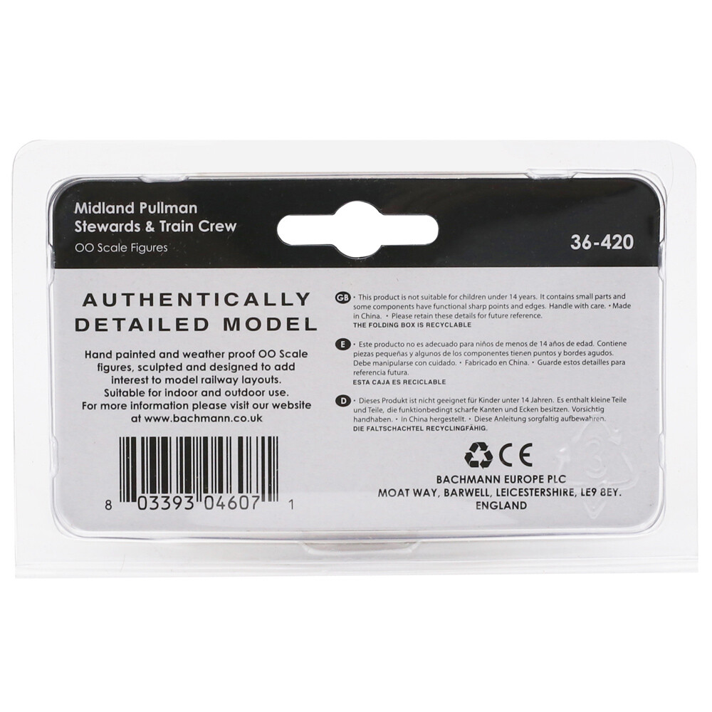 Scenecraft 00 Gauge Figures Midland Pullman Stewards Train Crew Model