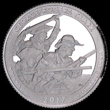 2017 S George Rogers Clark 90% SILVER Deep Cameo PROOF Indiana ATB Quarter