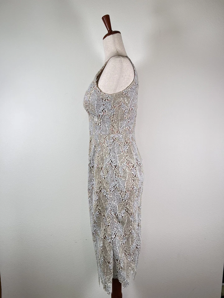 Mini vestido Dress the Population S lantejoulas bordado folha alça de espaguete mini - Imagem 2 de 4