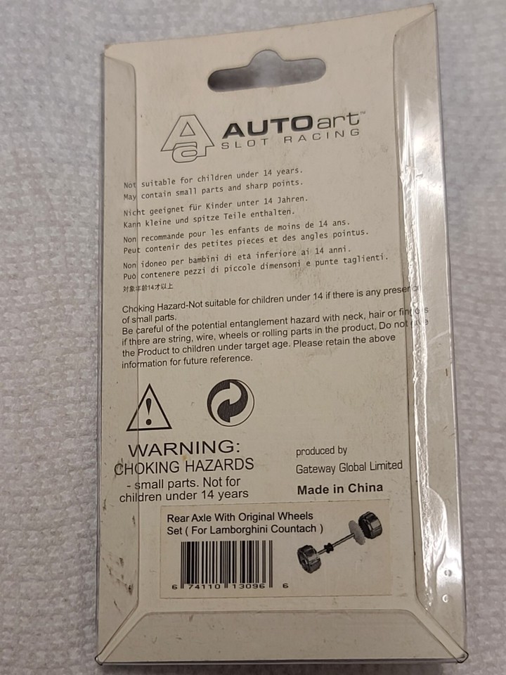 AutoArt SLOT CAR PART 13096 REAR AXLE w/ WHEELS 1/32 LAMBORGHINI ...