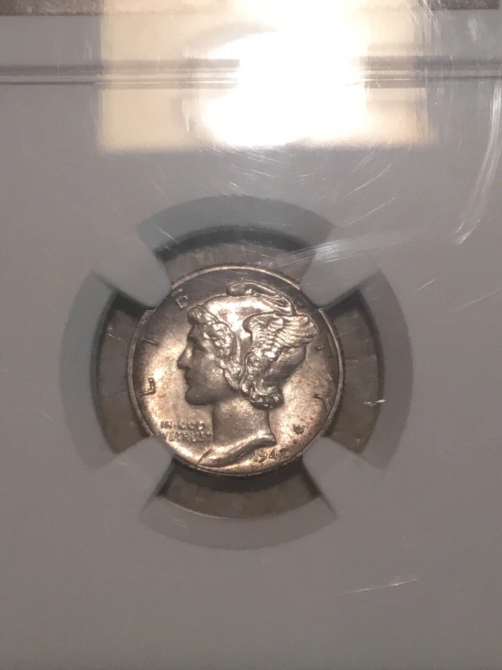 1942 D NGC MS62  Mercury Dime 90% Silver 10c US Slightly Toned Free Bonus Coin - Image 2 of 4