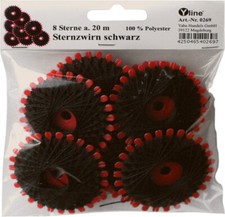 8 Sterne a. 20 m Sternzwirn Polyester schwarz, Sternchenzwirn, Stern-Zwirn, 0269