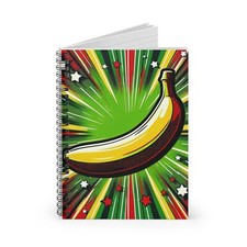 Spiral Notebook Ruled Line Banana in Pop Art Style Red Green Design 5, Gift
