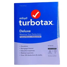 NEW Turbotax Deluxe 2022 Federal Return E-File , NO STATE PC/Mac CD/Download 