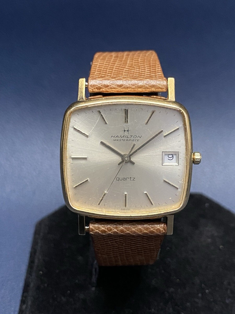 Vintage Hamilton Masterpiece Gold Filled Date TV Case Quartz Watch