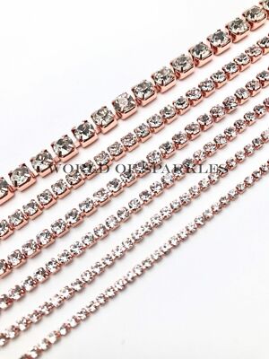 Strass Kette Kristall Glas Edelstein Rosegold Tasse Borte Band Glitzer Diamant