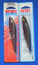 ( 2 ) REBEL JUMPIN MINNOW TOPWATER LURES PURPLE/BLACK