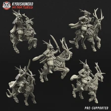 x5 Japanese Elite Guard Kirin Riders - Kyoushuneko Miniatures Nippon Samurai