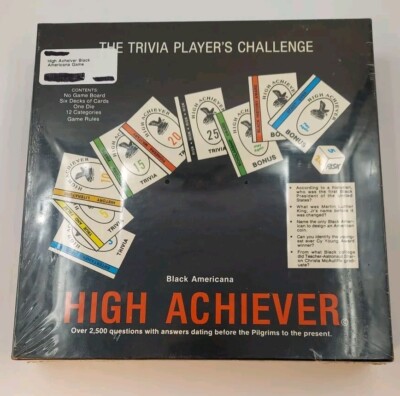 Vintage High Achiever Black Americana Trivia Game En-Lite 1985 Orig Sealed Pkg