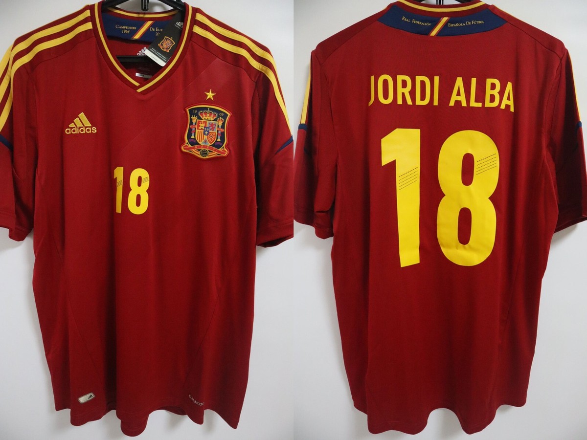 2012-2013 Spain Soccer Football Jersey Shirt Home Adidas Jordi