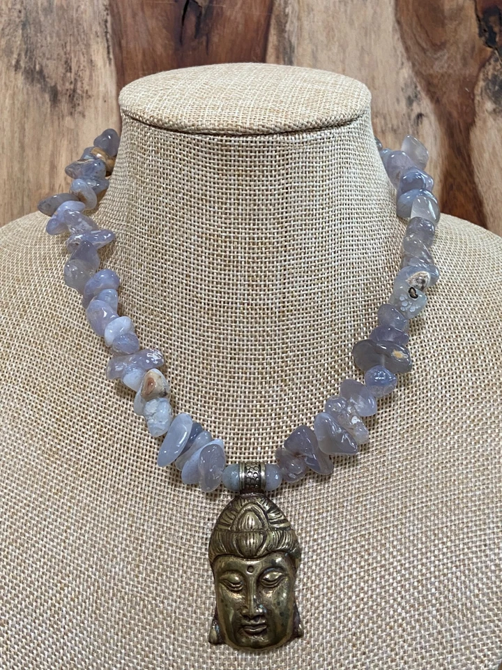 Ожерелье с синим авантюрином - кулон Будды - Изображение 2 из 4