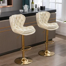 Set of 2 Swivel Bar Stools Adjustable Counter Height Kitchen Dining Chairs US