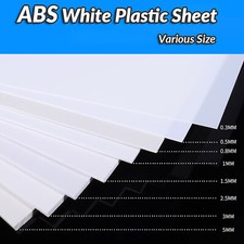 White ABS Plastic Sheet Panel DIY Model Craft 0.5/0.8/1/2 5mm Thick Various Size