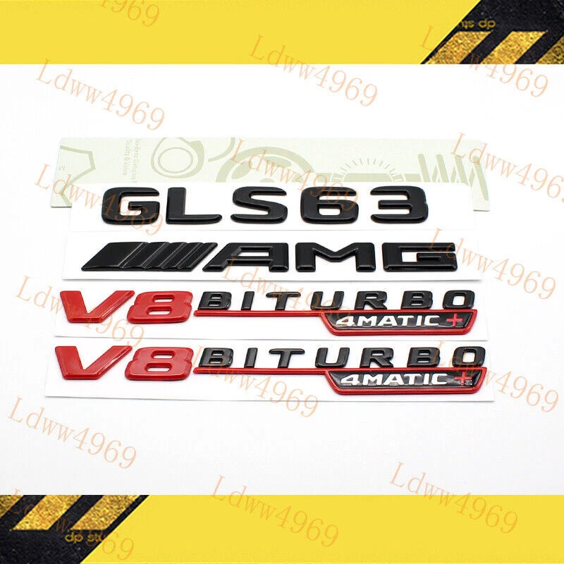 Juego completo insignia emblema 2017+ GLS63 AMG V8BITURBO para X166 X167 GLS63 negro rojo Foto 2 de 4