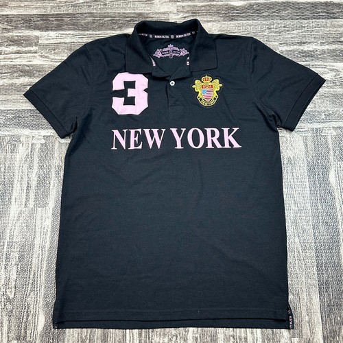 Robin Ruth Camicia Uomo Taglia L Nera New York Rugby Polo Golf Casual Vestibilità Classica
