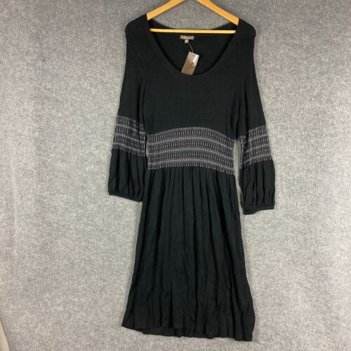 Katies Dress Womens Extra Large Black Grey White Jumper Ribbed Knit Fitted NEW - Picture 1 of 13