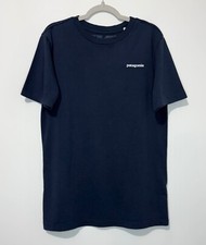 Patagonia Boys T Shirt M 10 Organic Cotton Navy Short Sleeve Crew Neck Logo