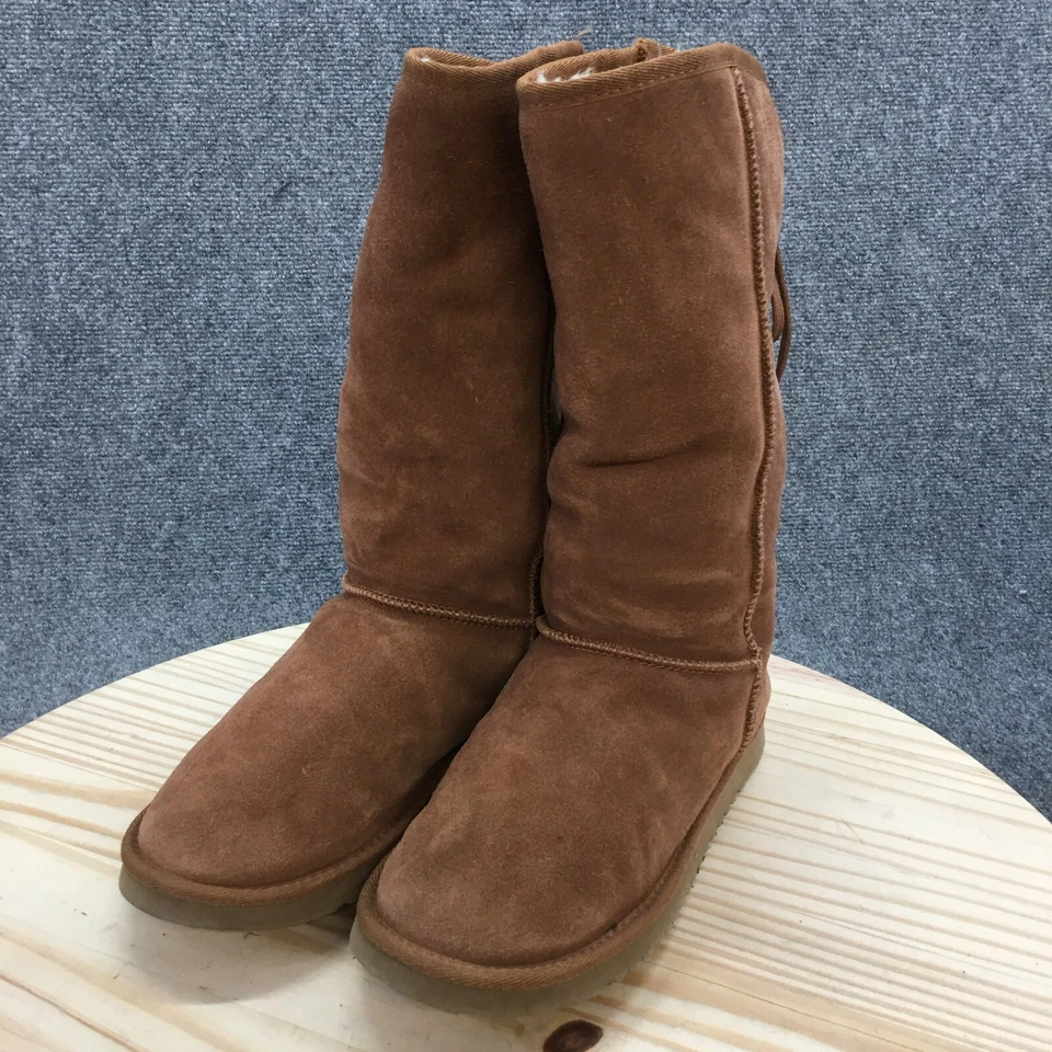 Botas de nieve de invierno Ukala para mujer 10 Carly marrón gamuza piel sintética media pantorrilla W80056 Foto 3 de 4